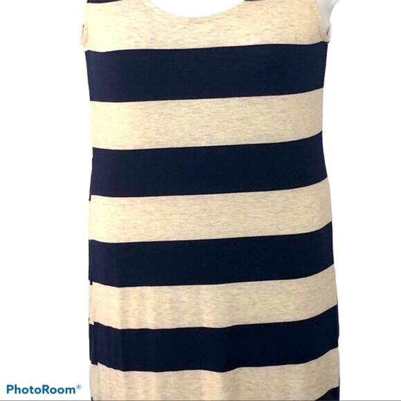 Anthropologie Thyme & Honey Striped Maxi Dress Small – Elegant Blue & Gray Maxi - Picture 4 of 13